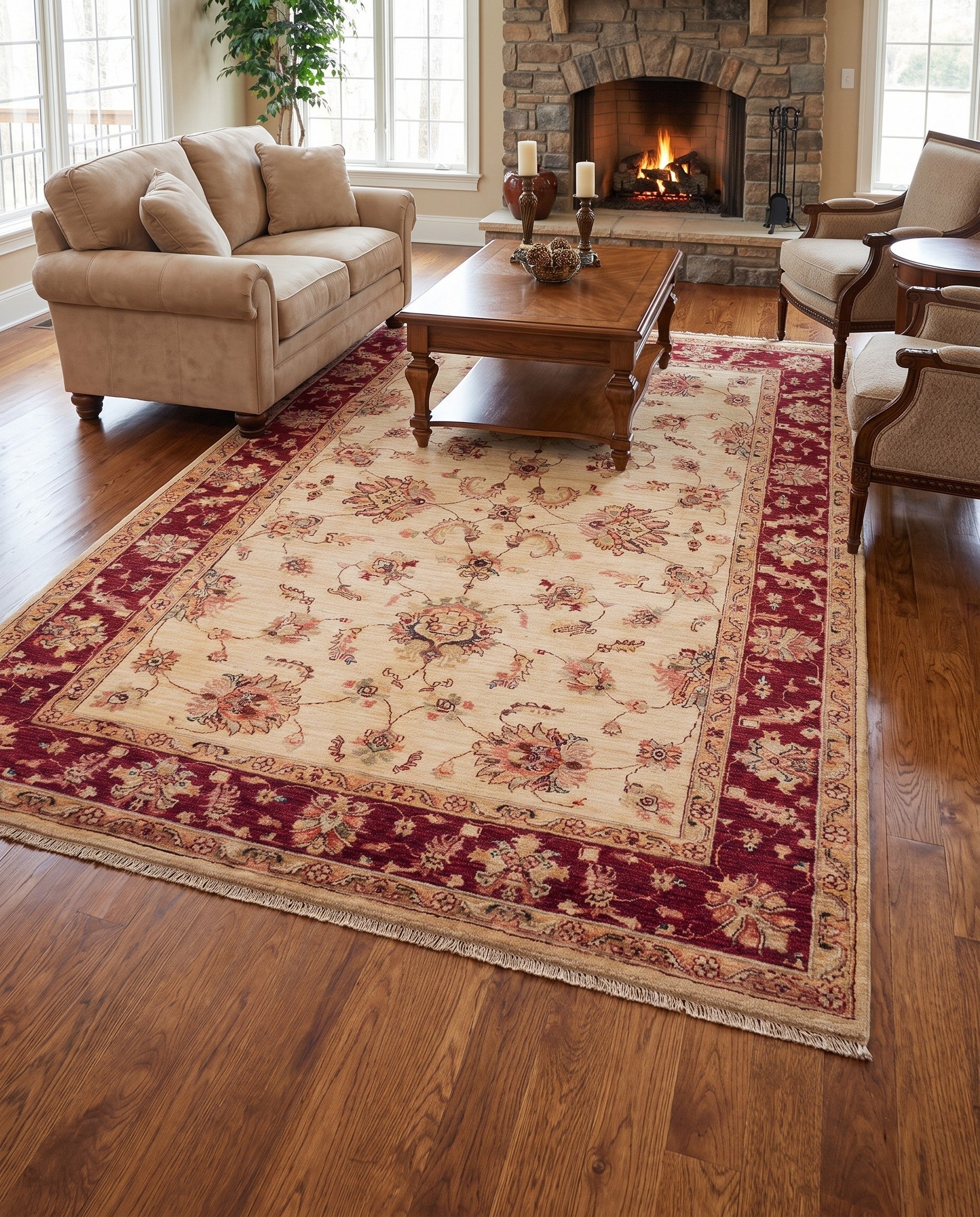 5' 8 x 8' 1 Hand Knotted Ziegler Rug