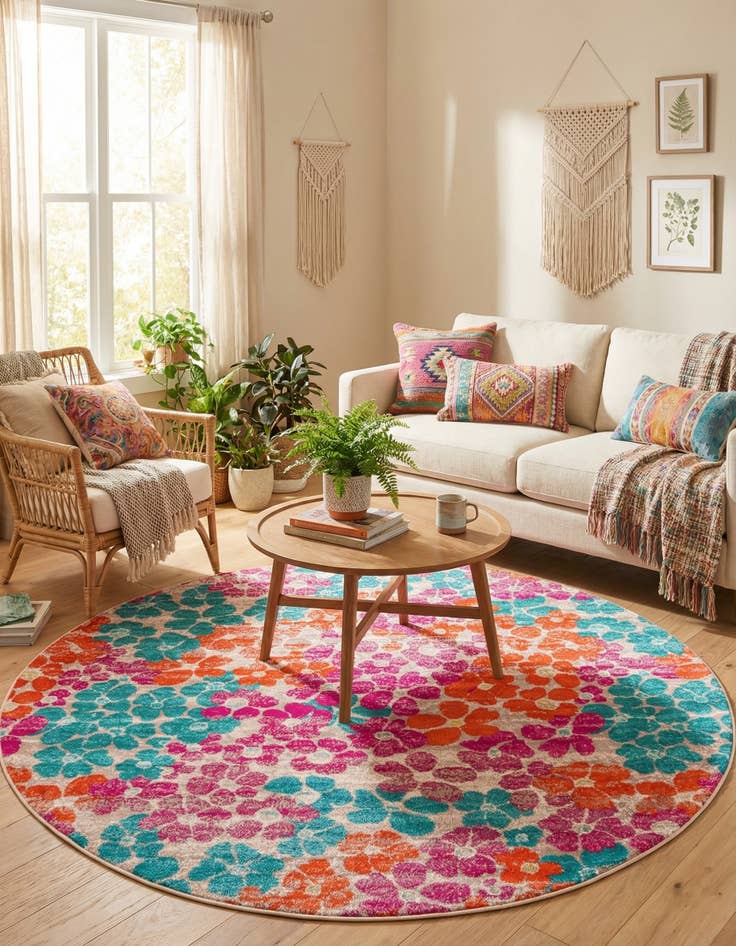 Detail image of  7' x 7' Azalea Round Rug