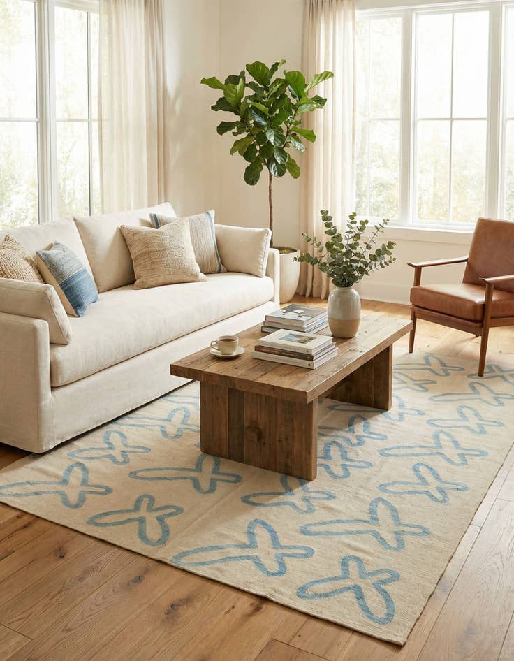 Detail image of 5' 8 x 7' 10 Hand Woven Kilim Modern Wool Rug