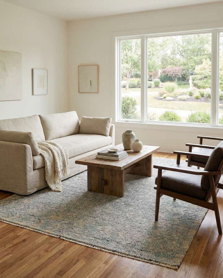 5' 3 x 7' Hand Knotted Modern Ziegler Wool Rug