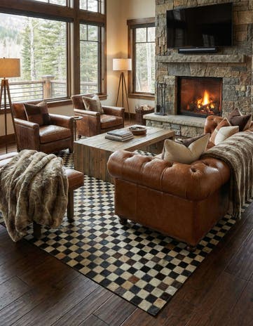 5' 3 x 7' 5 Cowhide Leather Rug