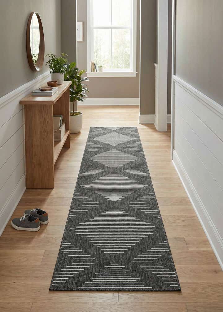 3' 3 x 14' Easy-Clean Modern Indoor / Outdoor Runner Rug
