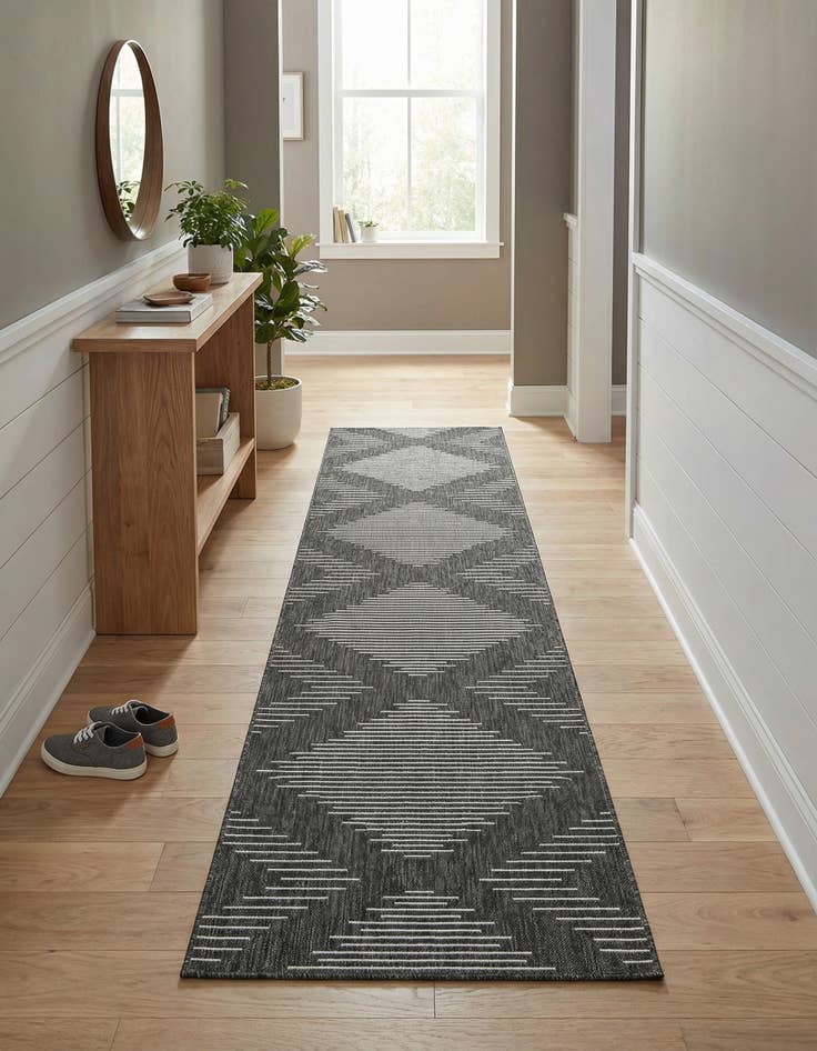 Detail image of 3' 3 x 14'  Washable Modern Indoor / Outdoor Runner Rug
