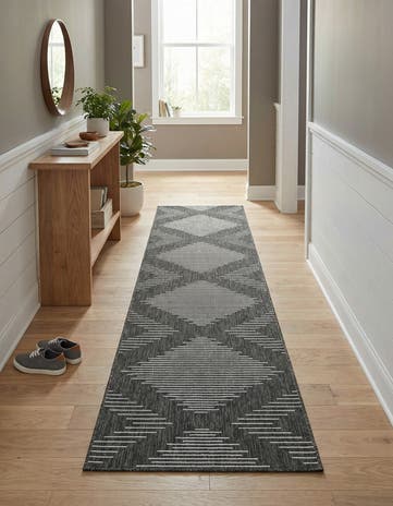 3' 3 x 14' Easy-Clean Modern Indoor / Outdoor Runner Rug
