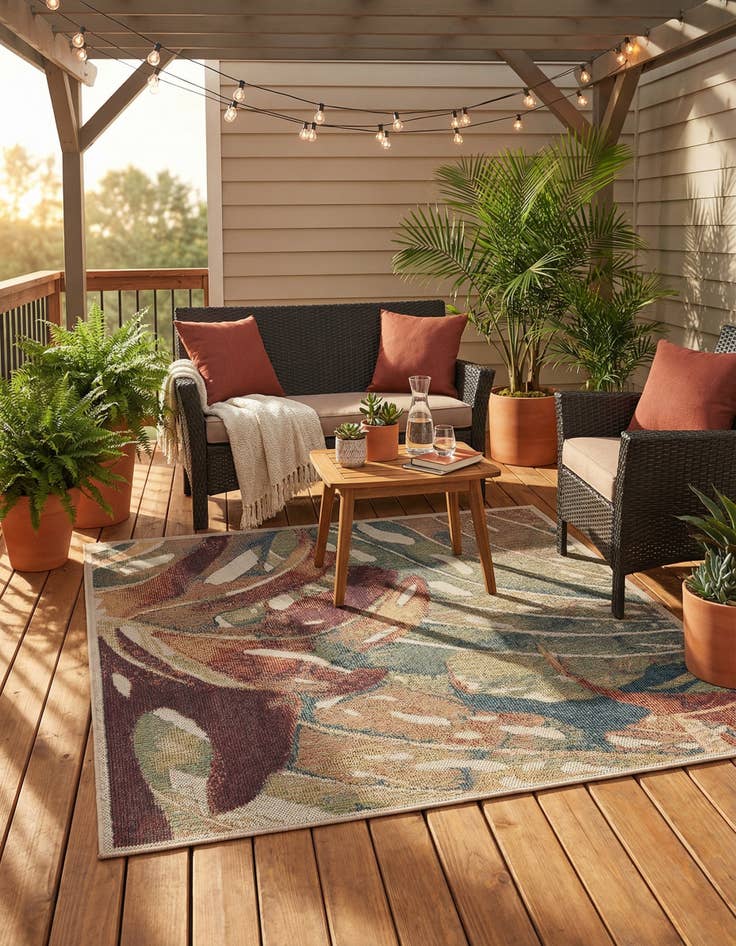 Detail image of 5' 3 x 5' 3  Washable Baja Indoor / Outdoor Square Rug