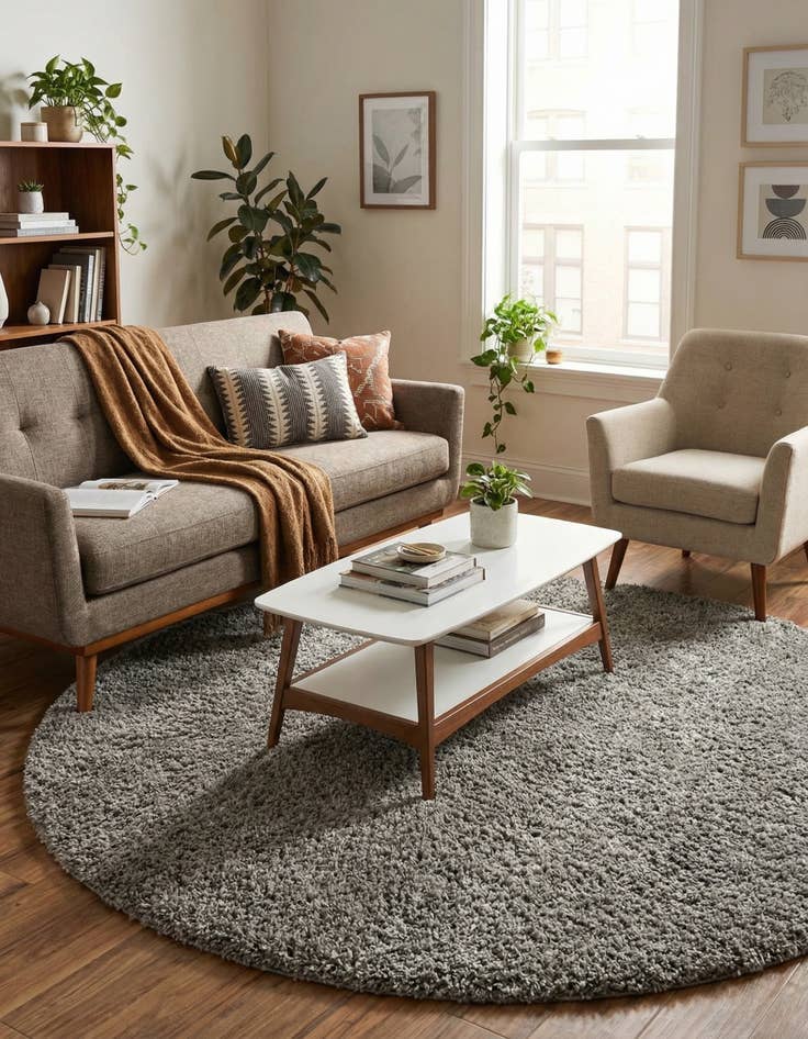 Detail image of 6' x 6' Solid Shag Round Rug