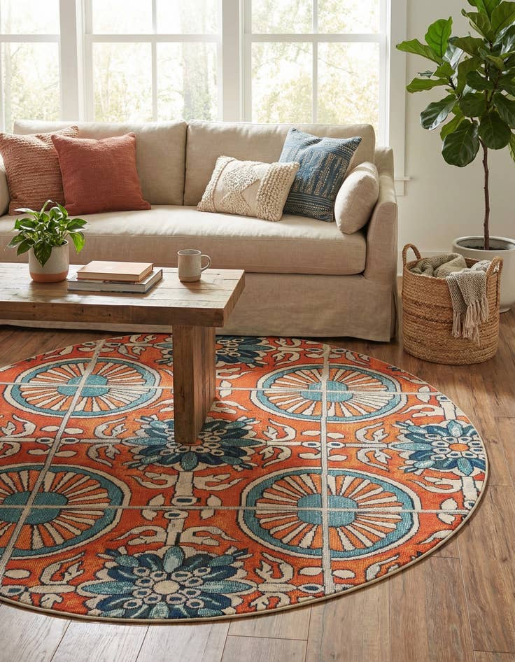 Detail image of  8' x 8'  Washable Hyacinth Round Rug