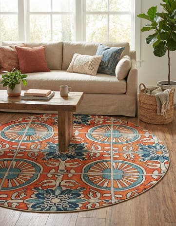 8' x 8' Washable Hyacinth Round Rug