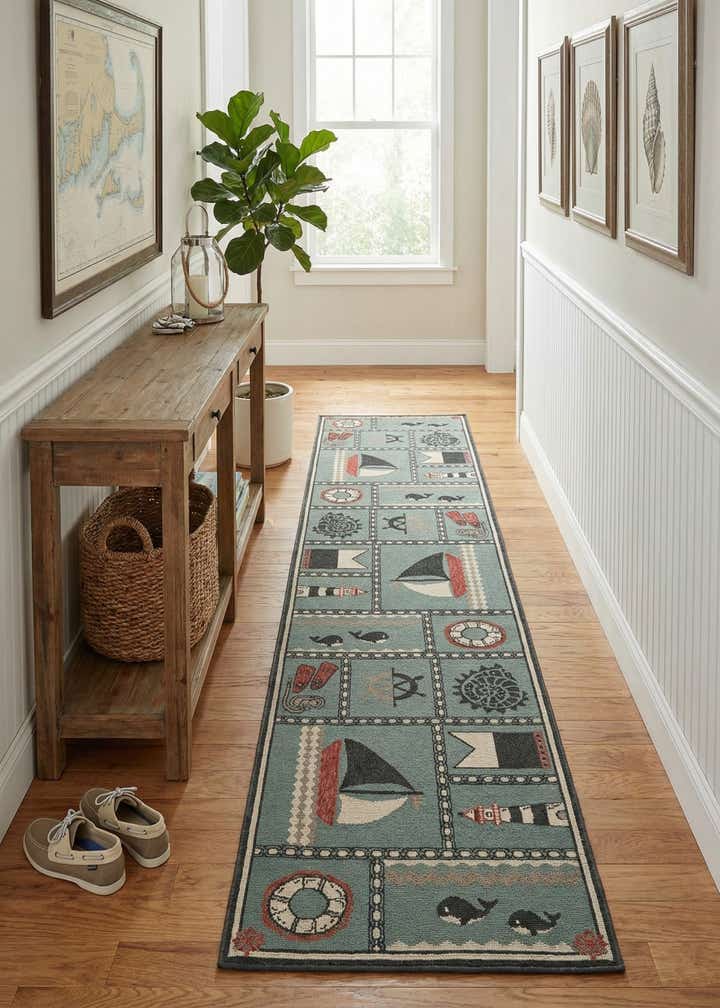 2' 7 x 12' Easy-Clean Coastal Indoor / Outdoor Runner Rug