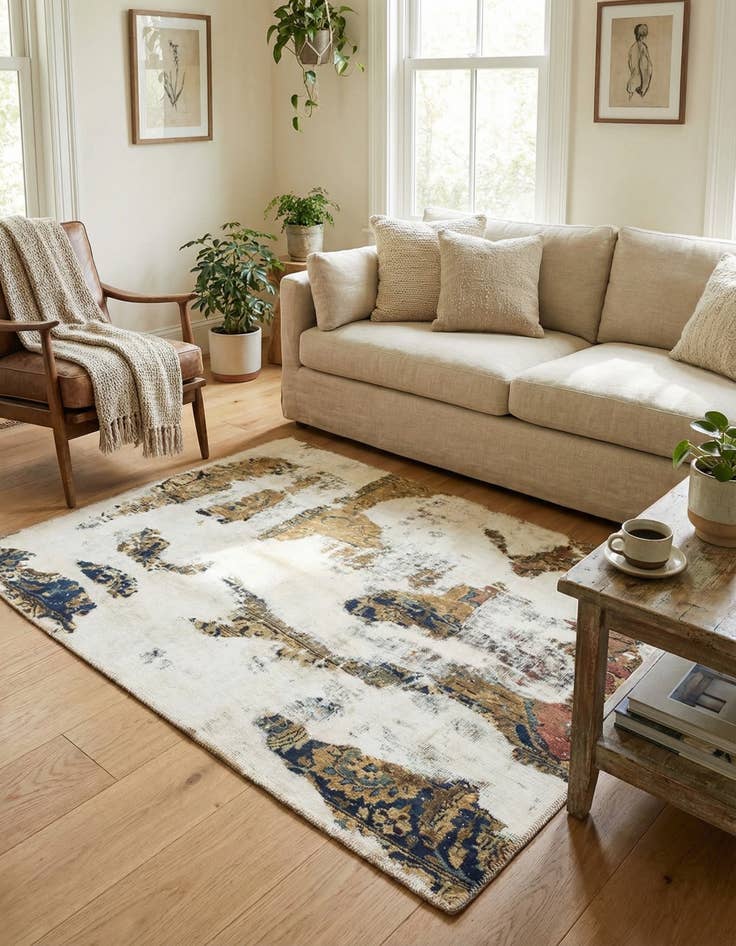 Detail image of 3' 5 x 4' 5  Hand Knotted Ultra Vintage Persian Wool Rug