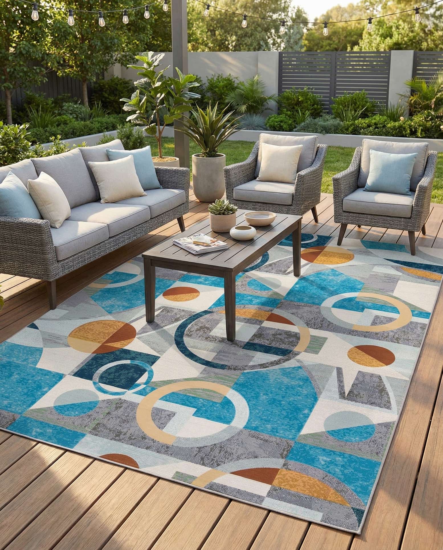 9' x 12' Easy-Clean Modern Indoor / Outdoor Rug
