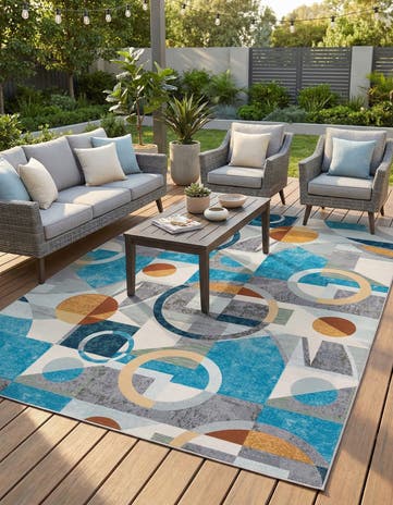 9' x 12' Easy-Clean Modern Indoor / Outdoor Rug
