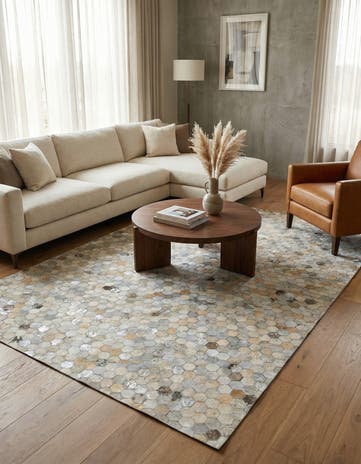5' x 7' 10 Cowhide Leather Rug