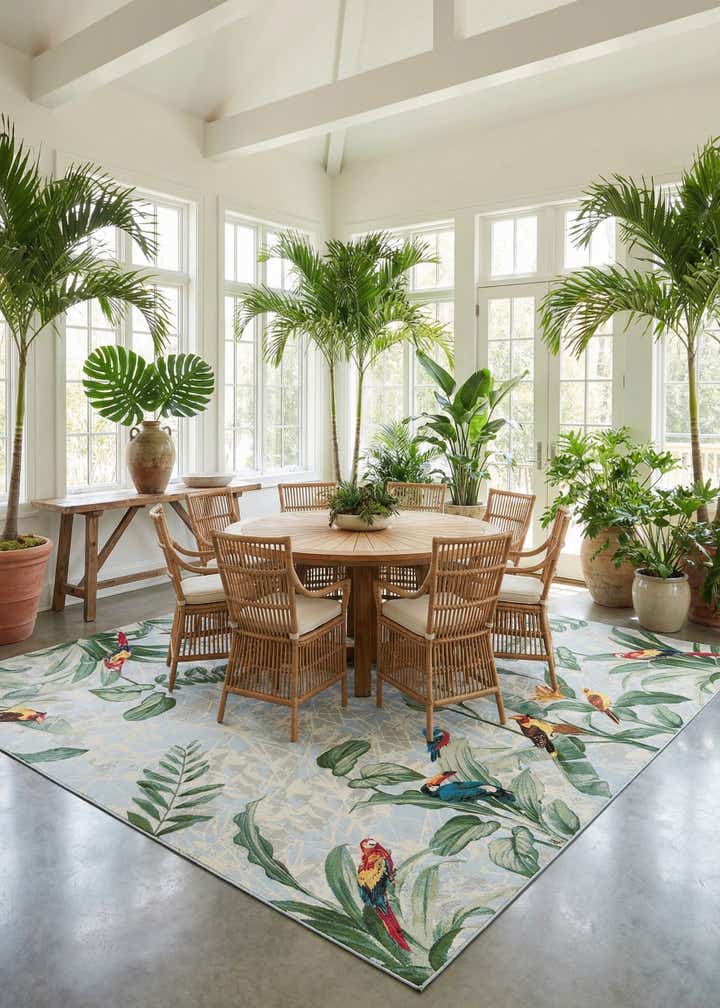 12' x 12' Easy-Clean Botanical Indoor / Outdoor Square Rug