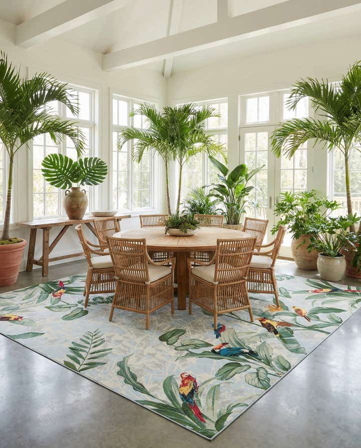 12' x 12' Easy-Clean Botanical Indoor / Outdoor Square Rug