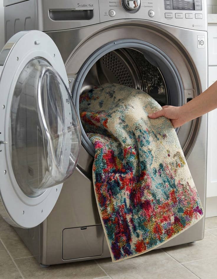 Detail image of 4' x 4'  Washable Spectrum Square Rug