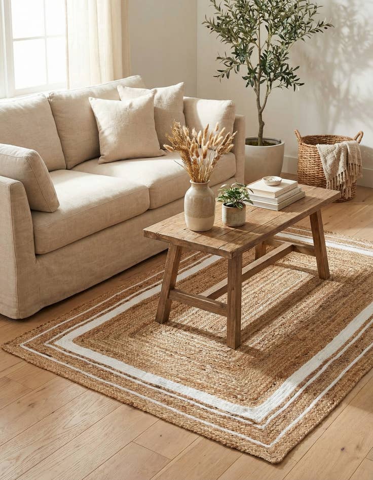 Detail image of 4' 1 x 6' 1  Hand Braided Jute Rug