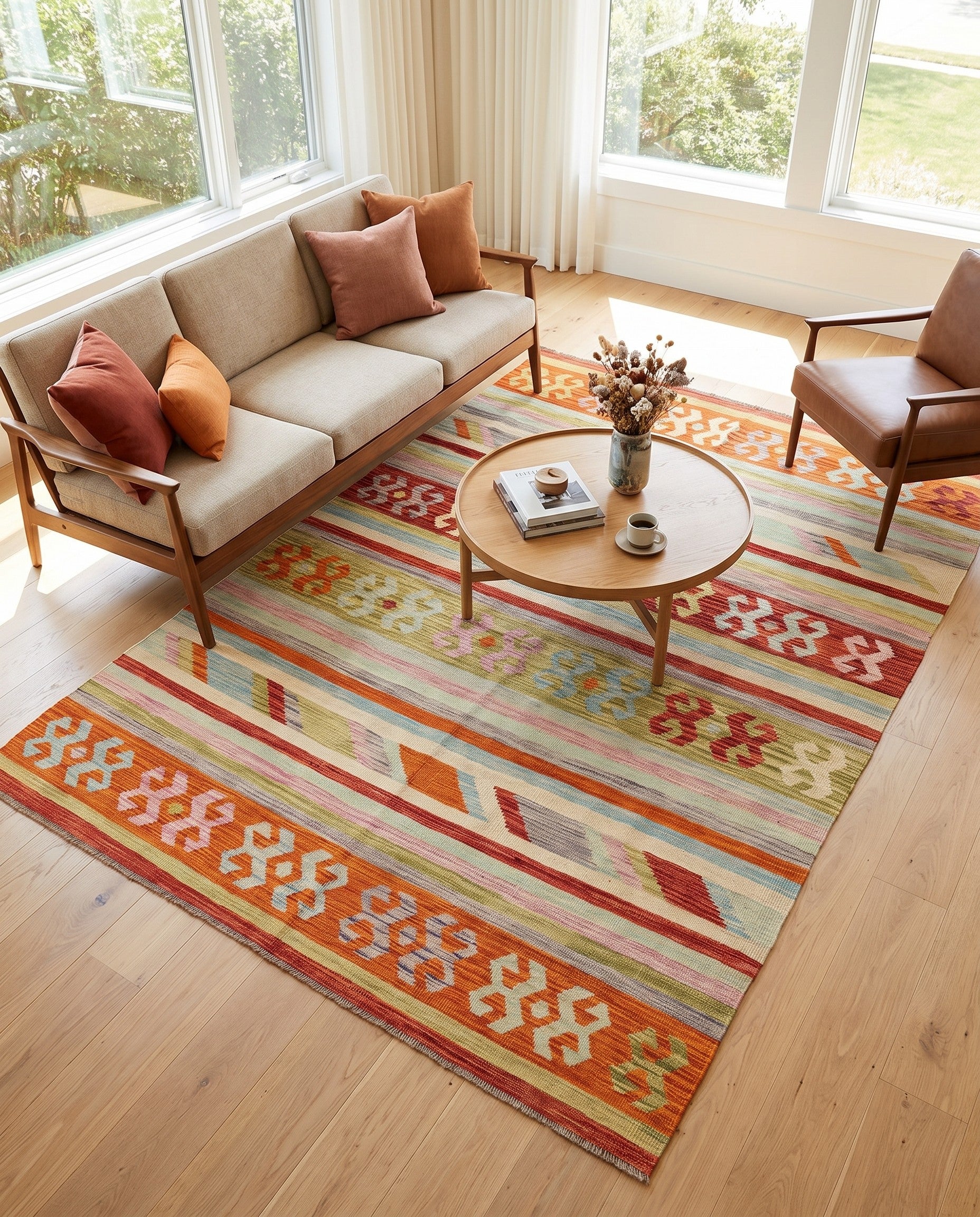 5' 10 x 8' Hand Woven Kilim Modern Wool Rug