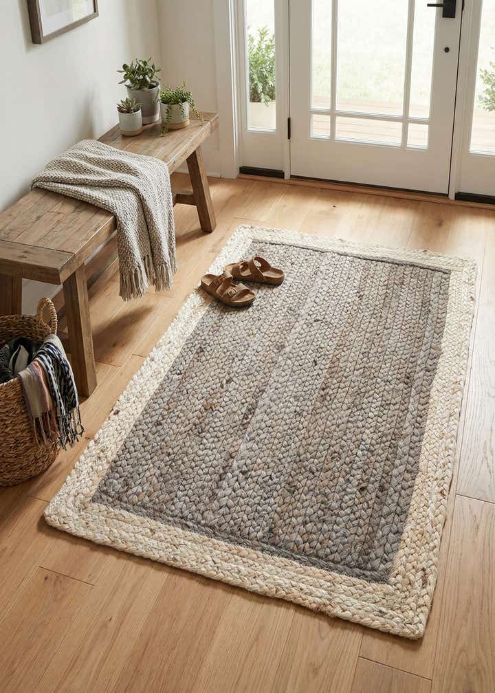 2' x 3' 1 Handmade Braided Jute Rug