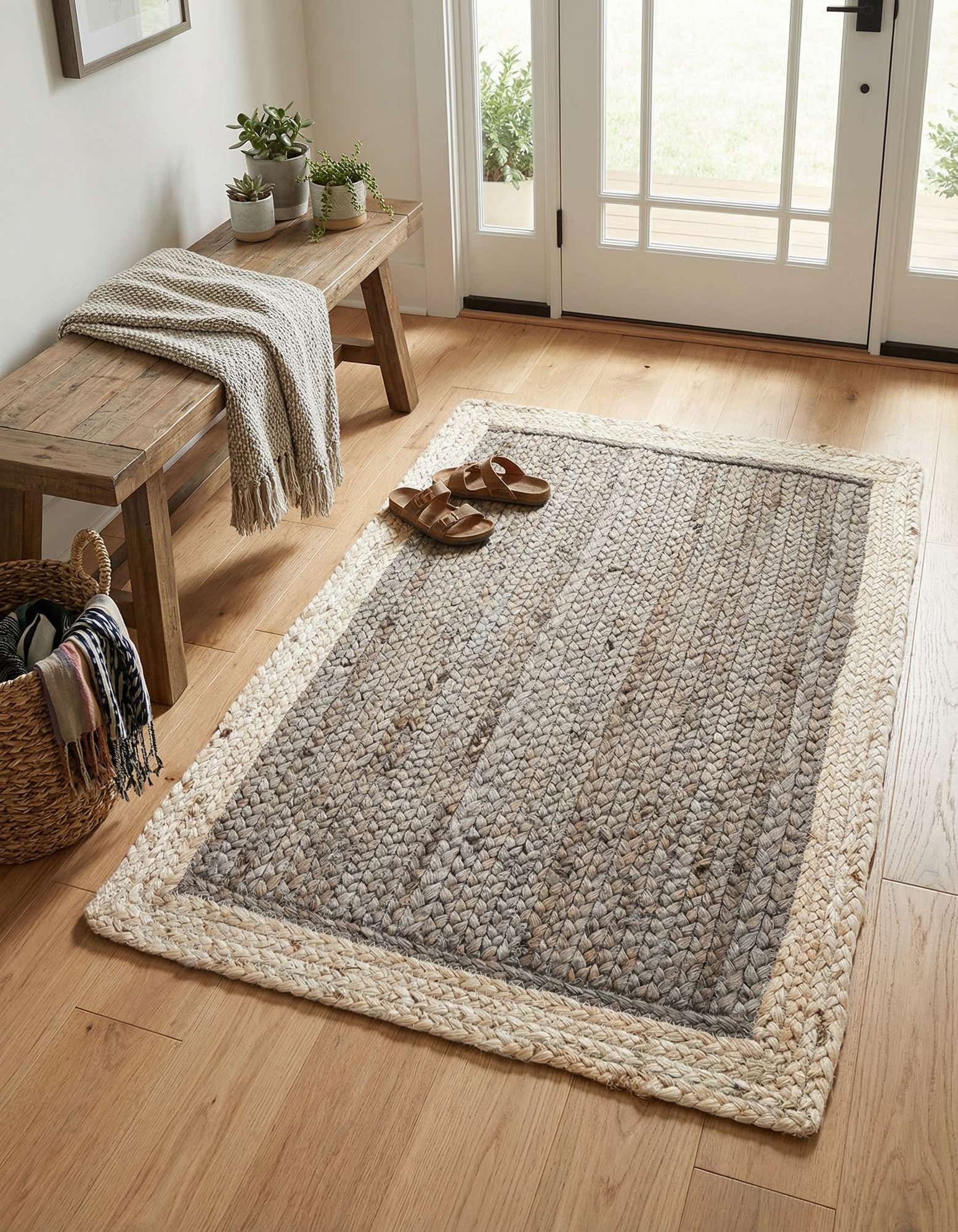 2' x 3' 1 Handmade Braided Jute Rug