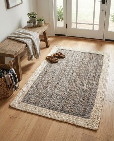  2' x 3' 1  Hand Braided Jute Rug