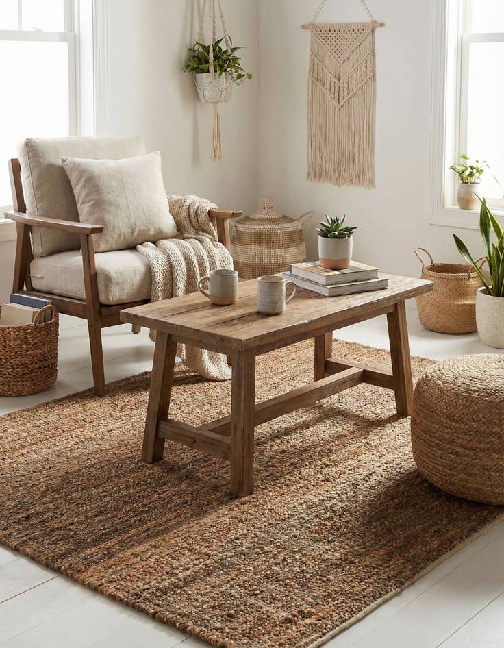 Detail image of 4' 1 x 4' 1  Hand Woven Palm Beach Jute Square Rug