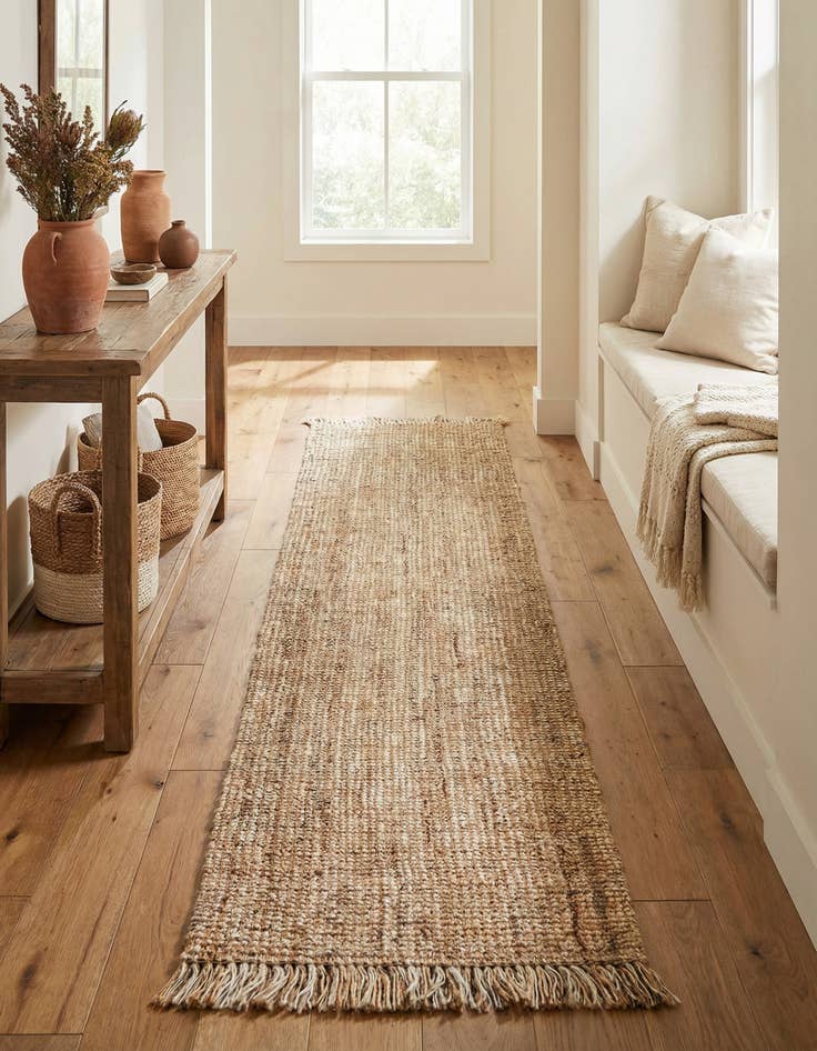 Detail image of  2' 7 x 12'  Hand Woven Chunky Jute Runner Rug