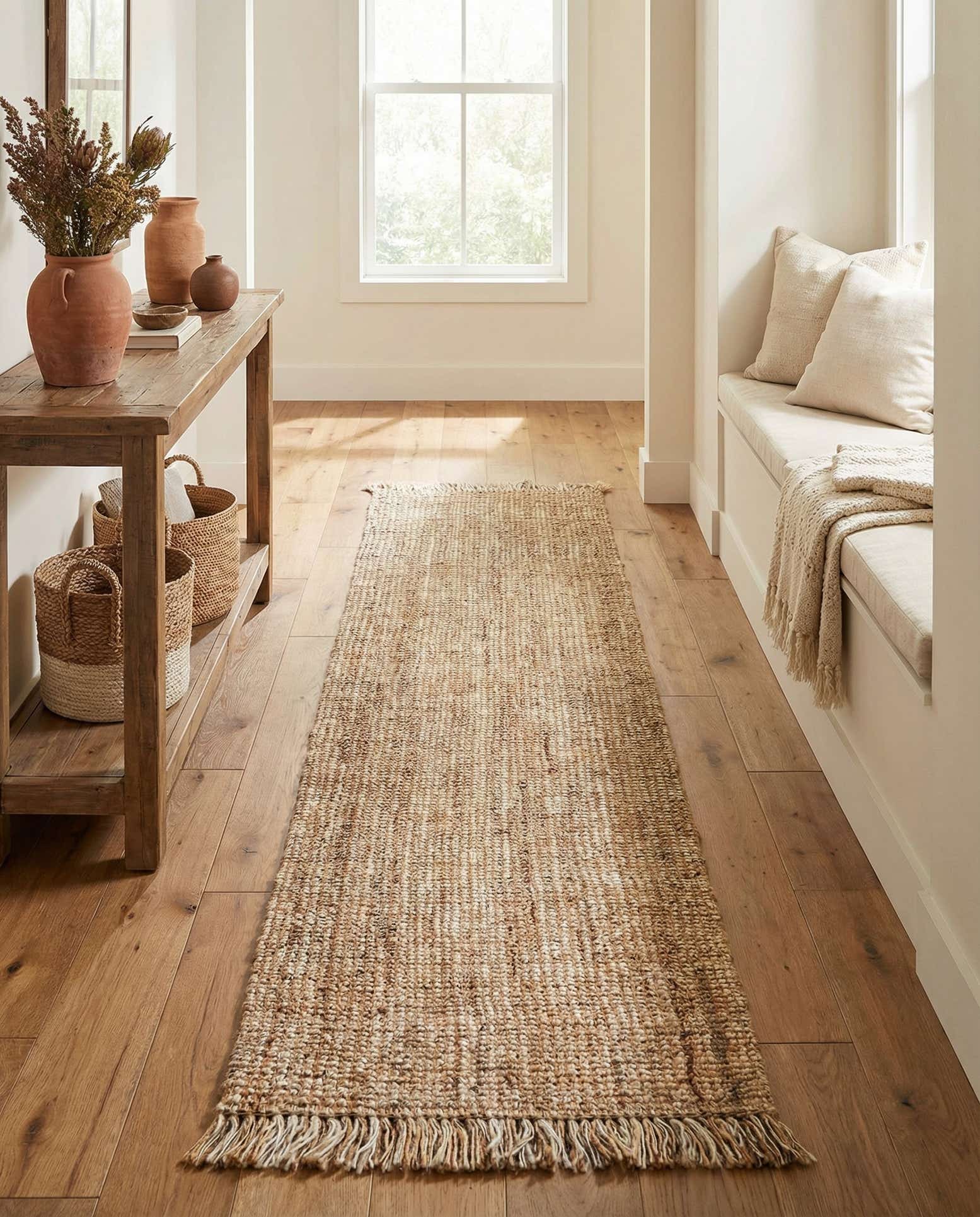 2' 7 x 12' Hand Woven Chunky Jute Runner Rug