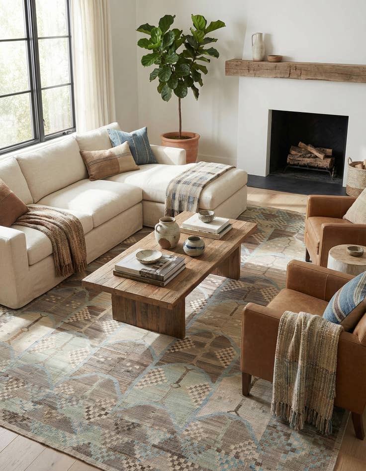 Detail image of  8' 6 x 9' 3  Hand Knotted Marok Kilim Rug