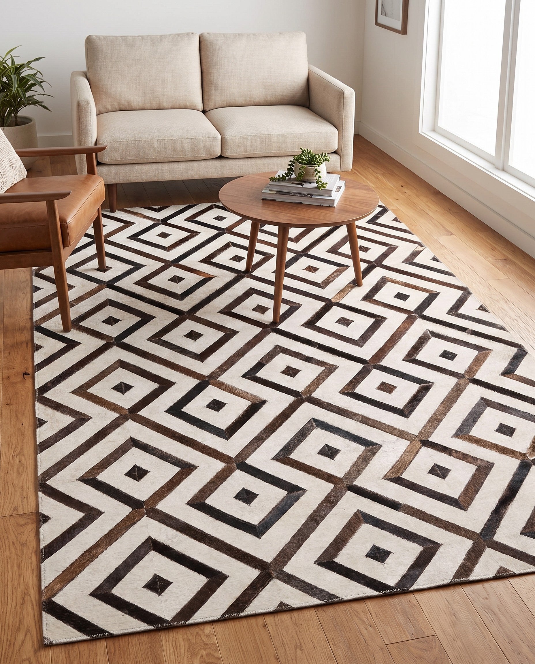 4' x 5' 5 Cowhide Leather Rug