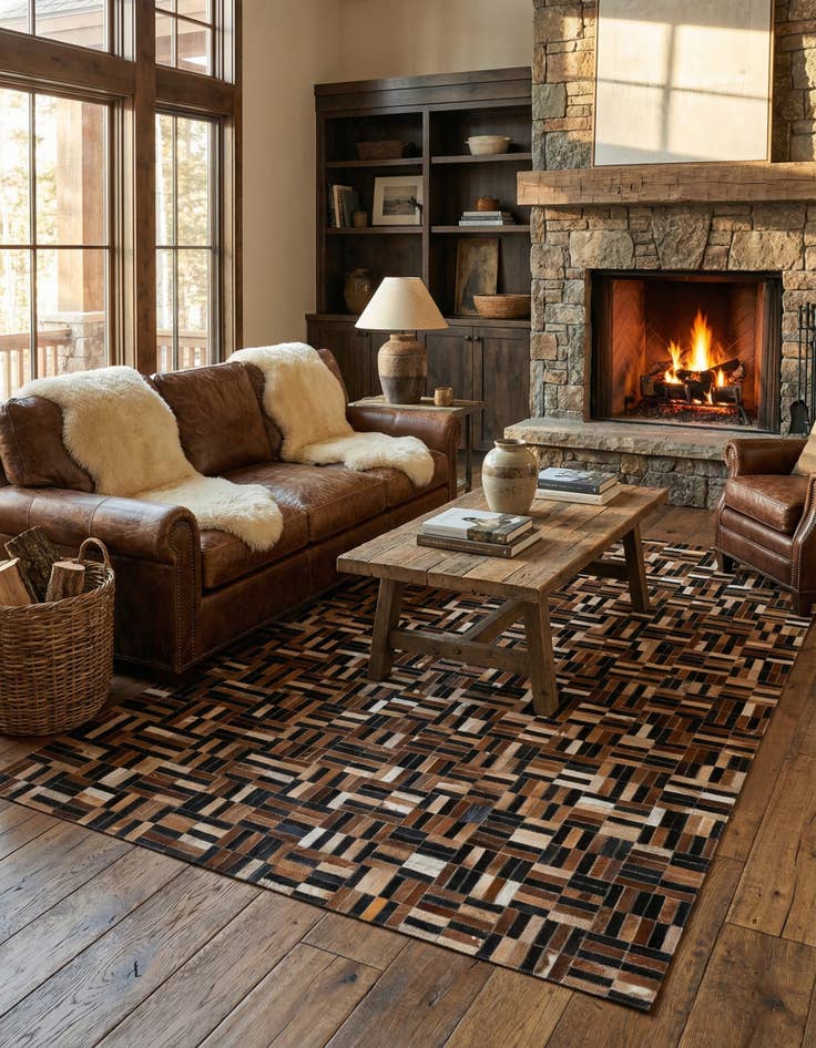 Detail image of  4' 11 x 8' 1 Cowhide - Patchwork Rug