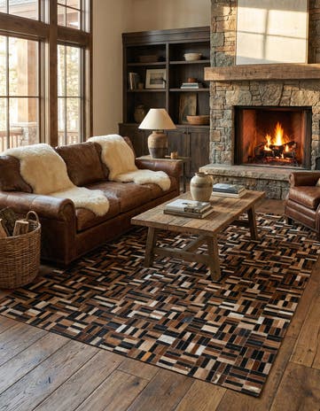 4' 11 x 8' 1 Cowhide - Patchwork Rug