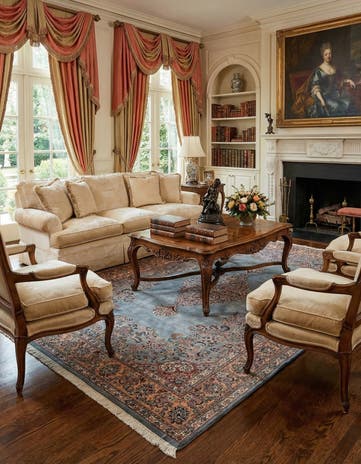 6' 7 x 9' 8 Hand Knotted Isfahan Wool Rug