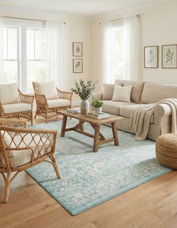 Light Blue Modern Classical Rug