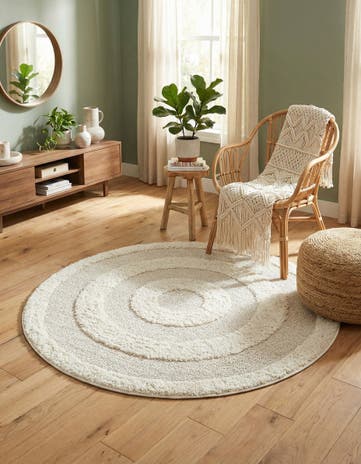 Ivory Boho Round Rug