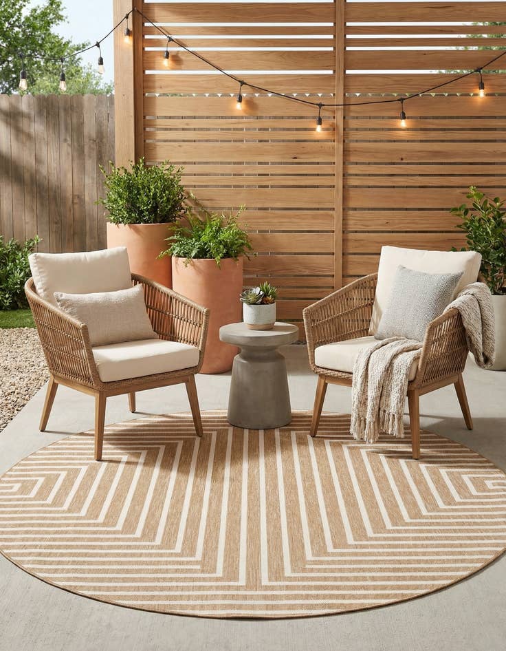 Detail image of 7' 10 x 7' 10  Washable Modern Indoor / Outdoor Round Rug
