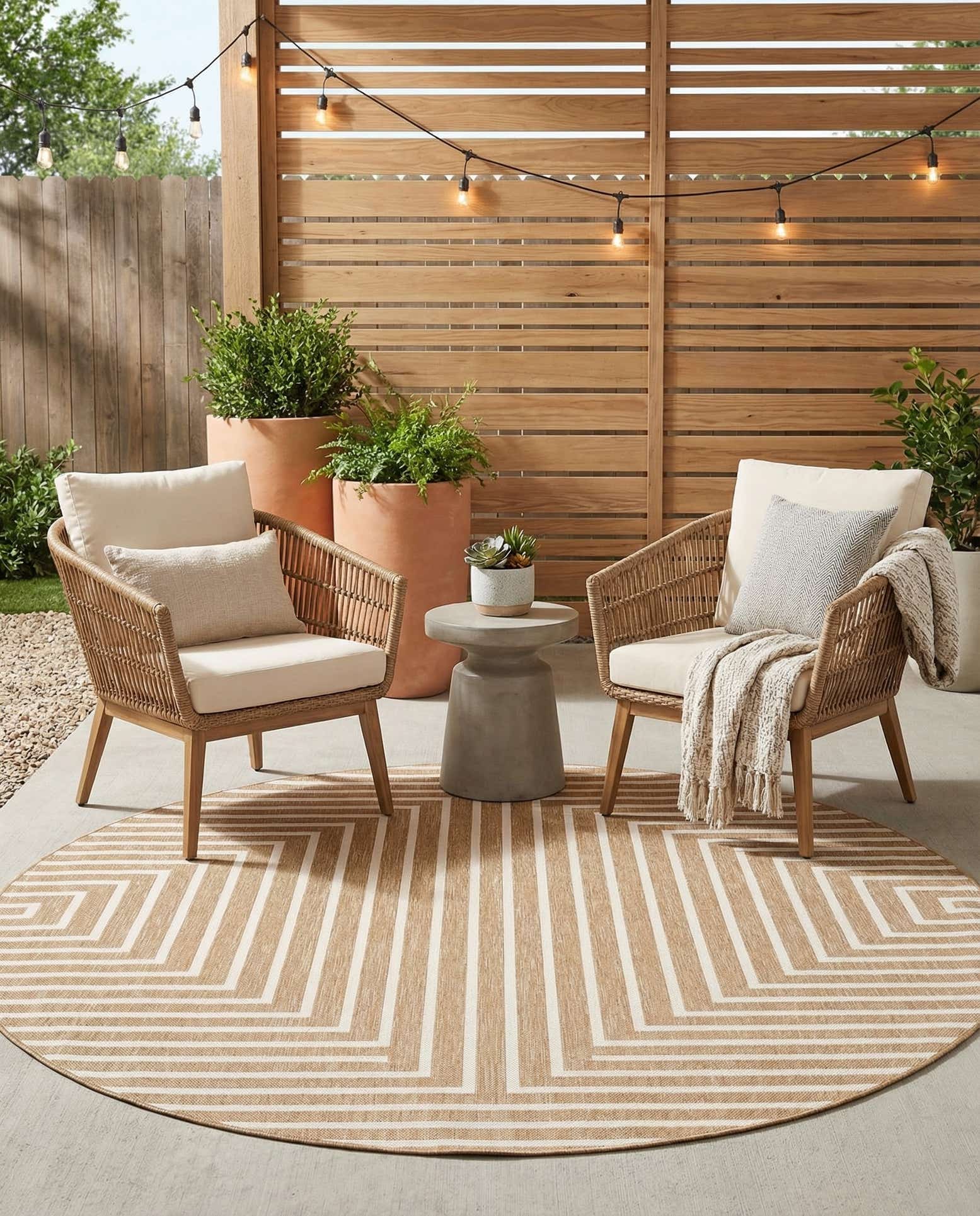 7' 10 x 7' 10 Easy-Clean Modern Indoor / Outdoor Round Rug