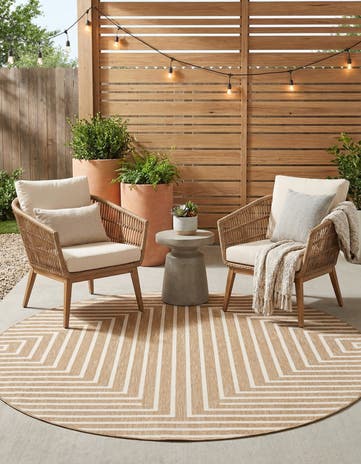 7' 10 x 7' 10 Easy-Clean Modern Indoor / Outdoor Round Rug