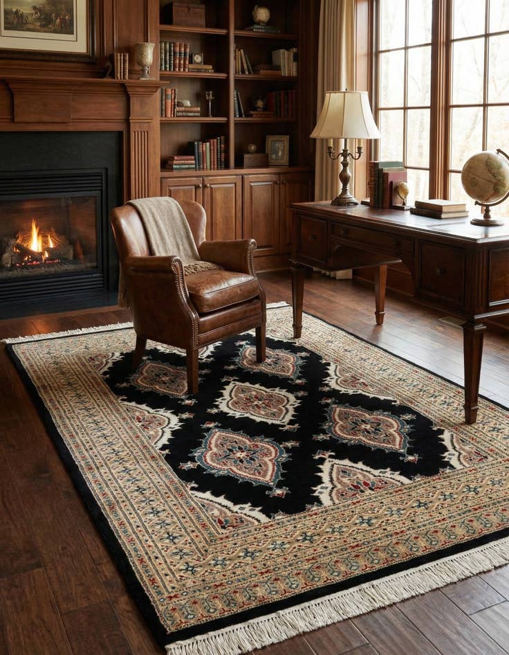 Detail image of 4' 3 x 5' 8 Hand Knotted Bokhara Rug