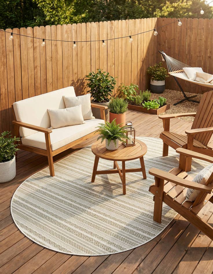 Detail image of 5' 3 x 8'  Washable Striped Indoor / Outdoor Oval Rug