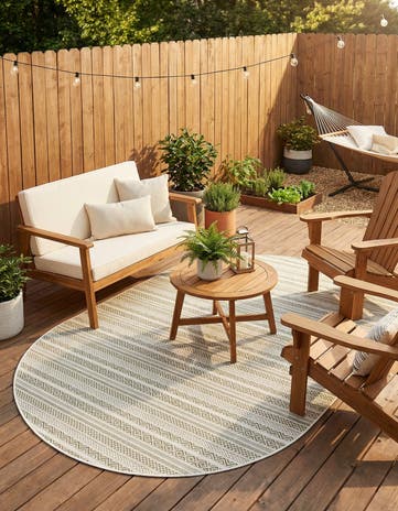 5' 3 x 8' Easy-Clean Ribbon Indoor / Outdoor Oval Rug