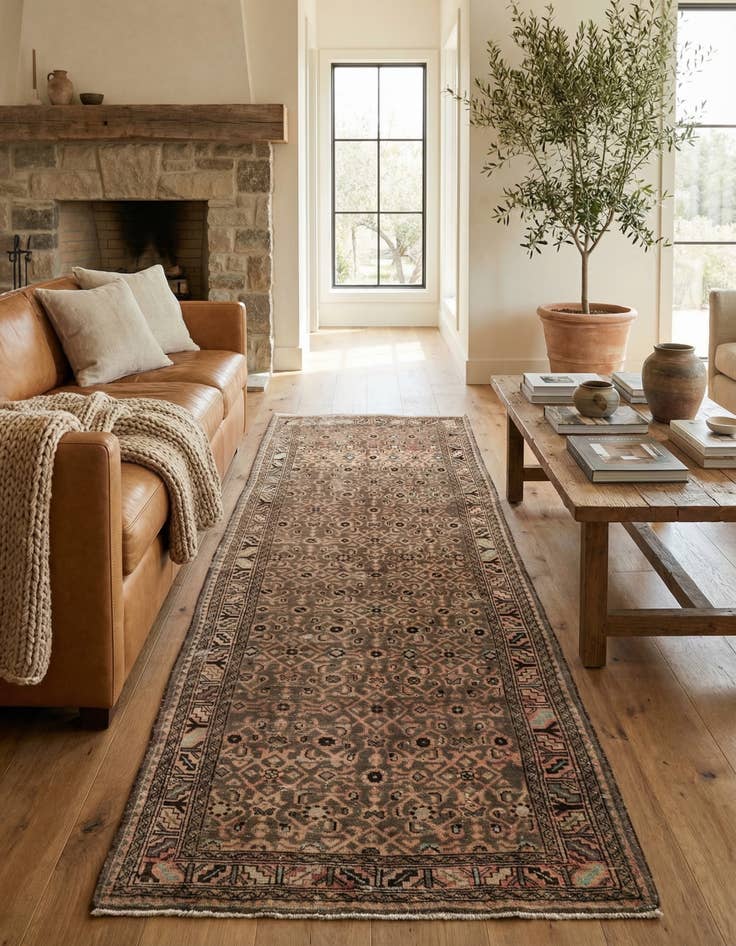 Detail image of 4' x 10' 7  Hand Knotted Ultra Vintage Persian Wool Runner Rug