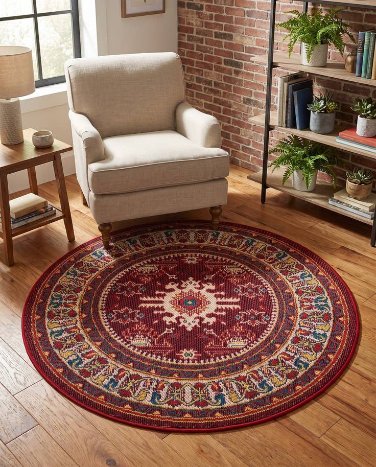 Detail image of 4' x 4' Easy-Clean Baja Indoor / Outdoor Round Rug