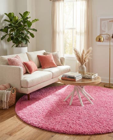  7' 10 x 7' 10 Solid Shag Round Rug