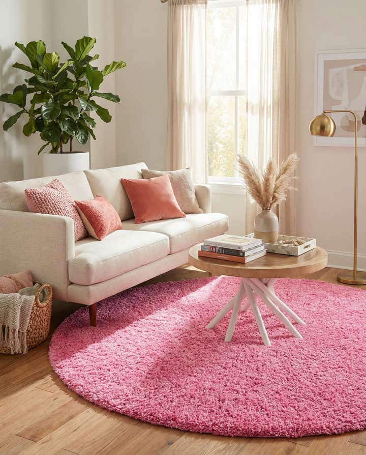 7' 10 x 7' 10 Solid Shag Round Rug