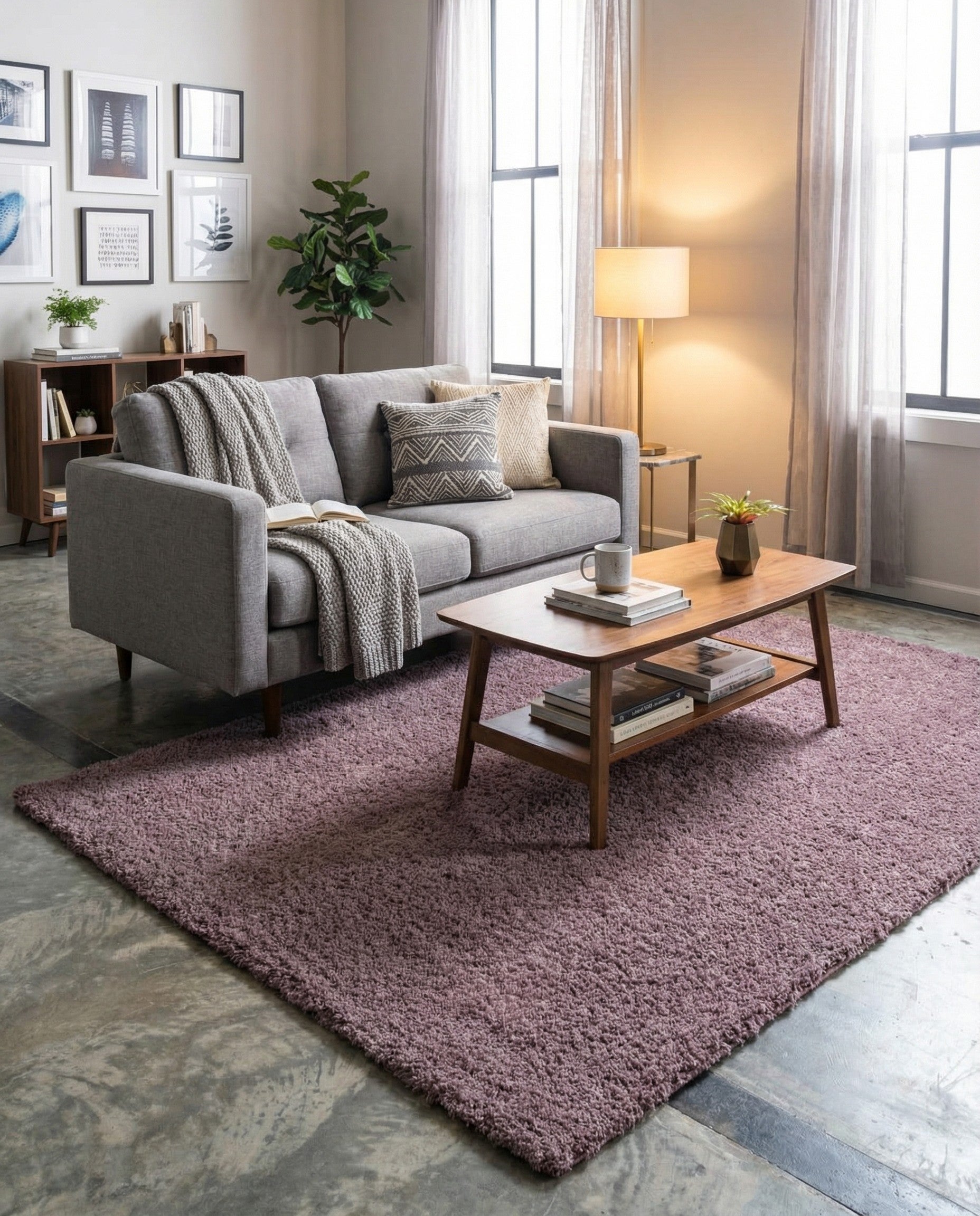  5' x 8' Solid Shag Rug