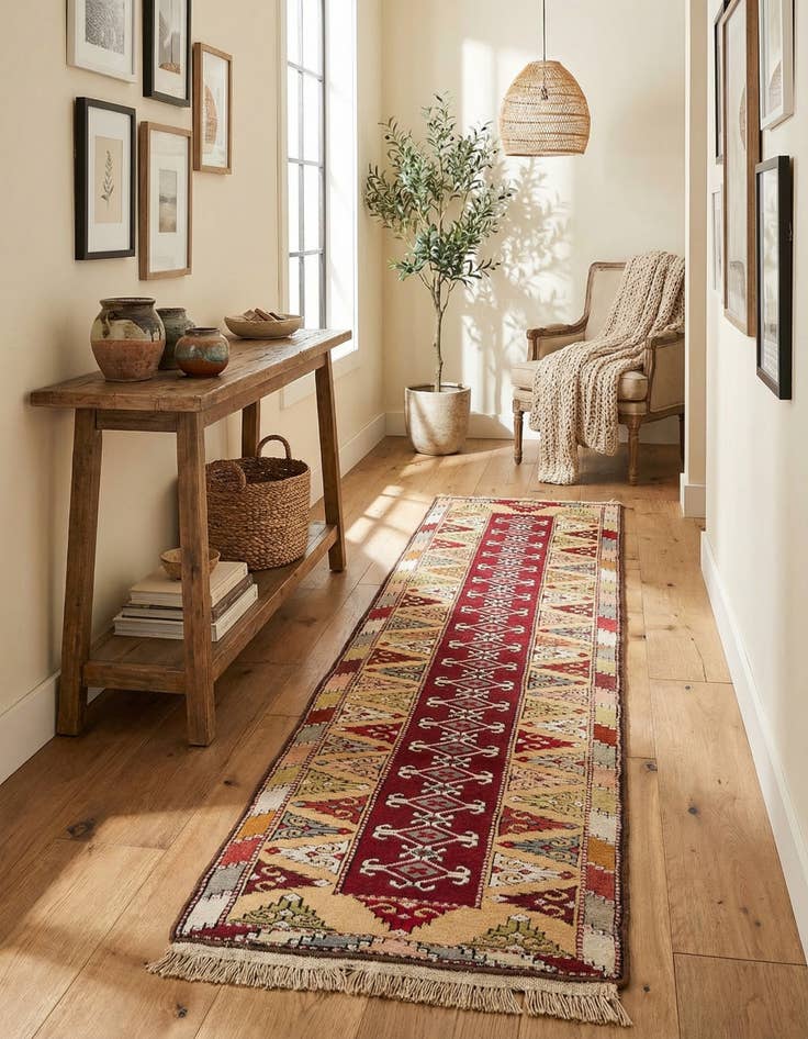 Detail image of 2' 5 x 9' 7 Hand Knotted Kars Wool Runner Rug