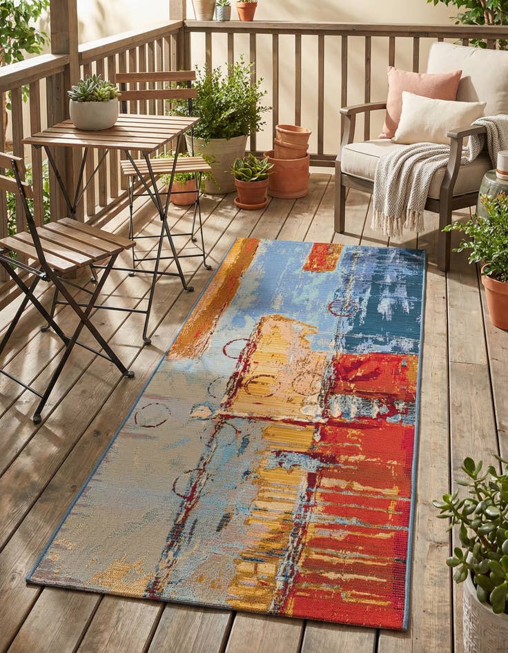 Detail image of 2' 7 x 5' 3  Washable Modern Indoor / Outdoor Runner Rug
