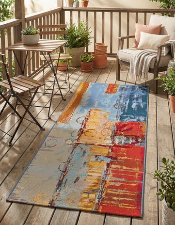 2' 7 x 5' 3 Easy-Clean Modern Indoor / Outdoor Runner Rug