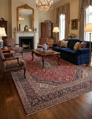 9' 8 x 12' 7 Hand Knotted Kashan Persian Wool Rug